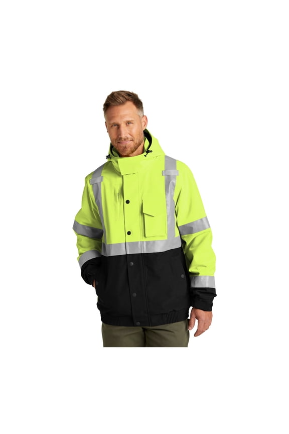 Unisex ANSI 107 Class 3 Waterproof Insulated Ripstop Bomber Jacket | Durable High Vis Winter Coat for Men & Women