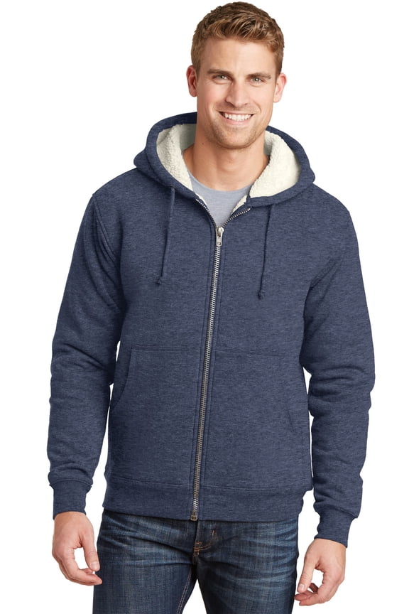 Heavyweight Sherpa-Lined Hooded Fleece Jacket XS Navy