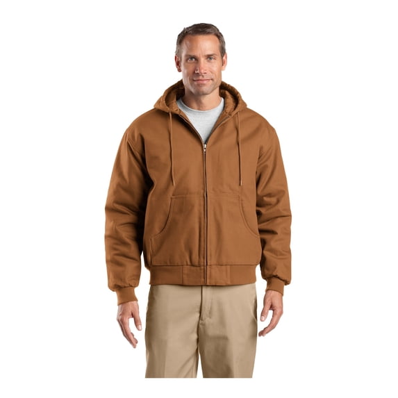 CornerStone Unisex Tall Duck Cloth Hooded Work Jacket | Zip Up Outerwear for Men & Women with Insulated Hood & Hand Pockets