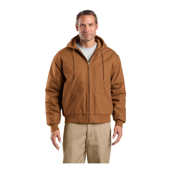 CornerStone Unisex Tall Duck Cloth Hooded Work Jacket | Zip Up Outerwear for Men & Women with Insulated Hood & Hand Pockets