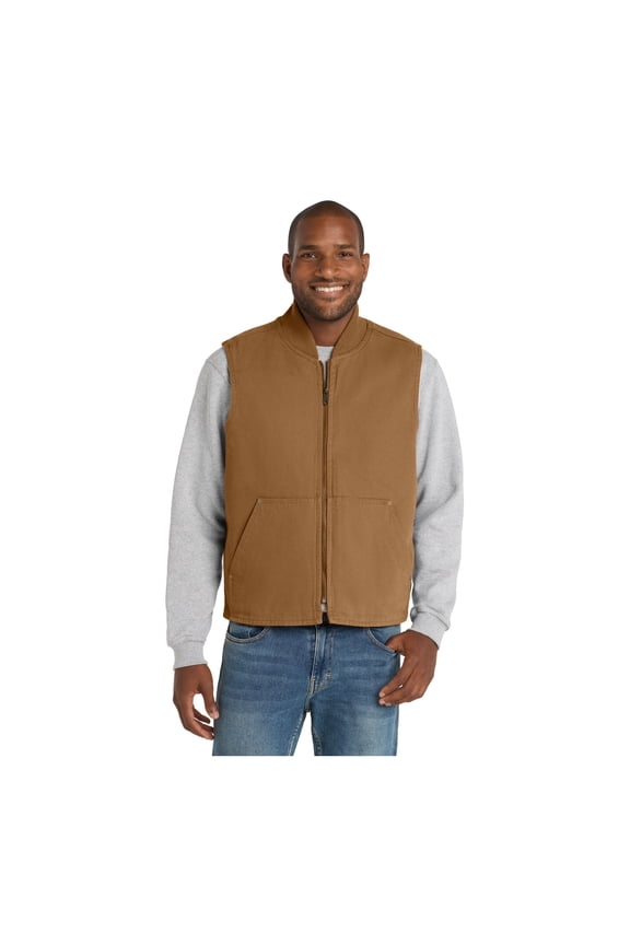 Unisex Washed Duck Cloth Vest | Zip Up Insulated Outerwear for Men & Women