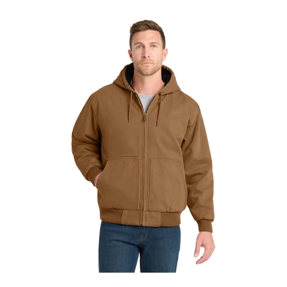 CornerStone Unisex Washed Duck Cloth Insulated Hooded Work Jacket | Warm Casual Work Hoodie for Men & Women, Adjustable Hood