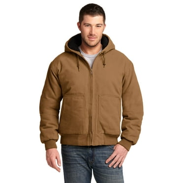 Cornerstone Mens Washed Duck Cloth Insulated Hooded Work Jacket, 6XL, Duck Brown