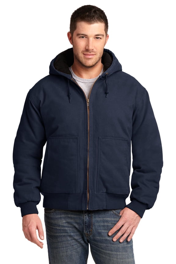 Washed Duck Cloth Insulated Hooded Work Jacket