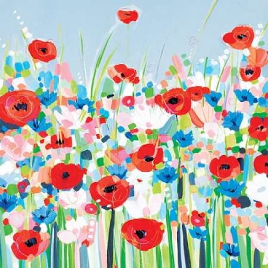 Cornflowers & Poppies Canvas Art - Janet Bell (24 x 24)