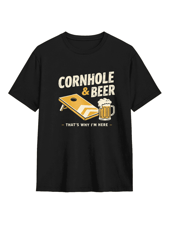 Cornhole And Beer Retro Graphic Tee For Men, Party Funny Cotton Short Sleeves T-Shirt