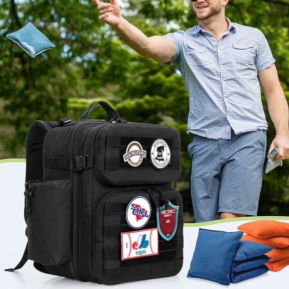 Cornhole Backpack, Cornhole Bag Holds 16-24 Cornhole Bags with Padded Shoulder Straps and Cushioned Lumbar for Comfort, Extra Pockets for Essentials (Patent Design)