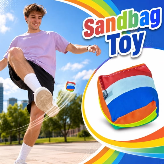 Cornhole Bag, Bean Bags for Cornhole Game, Backyard Game, Outdoor Game, 2.5 Inch Tear Resistant Soft Fill Lightweight Rainbow Striped Sandbag Suitable for Daily Toss Practice,