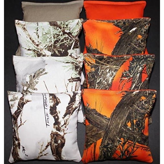 Cornhole Bean Bags All Weather Resin Filled Orange & White Timber Camo Hunting Fishing$$Sport & Recreation Other