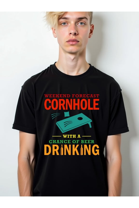 Cornhole Beer Drinking Tee men's round neck T-shirt black graphic graphic tees summer and spring season Classic Unisex Shirt Cotton tshirts