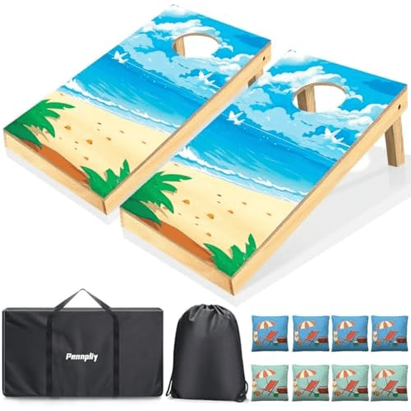 Cornhole Board Set, 2ft x 1ft Regulation Size Solid Wood Cornhole Set with 8 Bean Bags,2 Cornhole Boards, 1 Carry Bag, Corn Hole Games for Indoor Outdoor Toss Games Beach Competitions