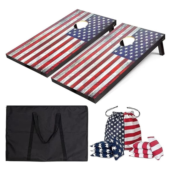 Cornhole Board Set 4x2 Regulation Size Billiards Table Style Cornhole Set with Carrying Bags & 8 Bean Bags Corn Hole Boards Bean Toss Games