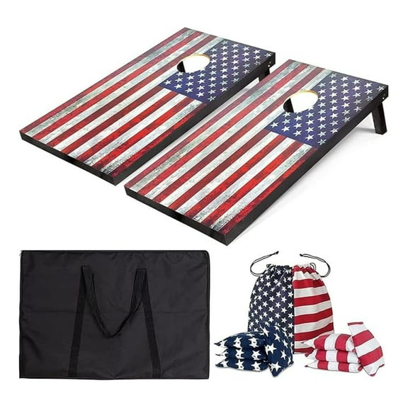Cornhole Board Set 4x2 Regulation Size Billiards Table Style Cornhole Set with Carrying Bags & 8 Bean Bags Corn Hole Boards Bean Toss Games