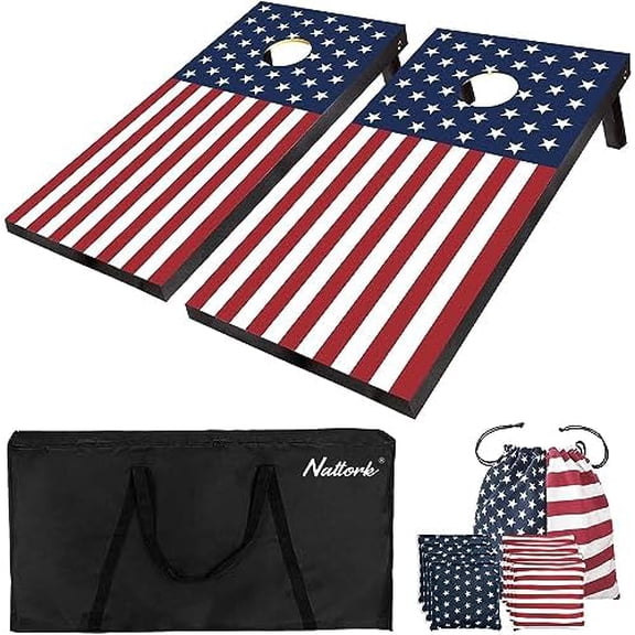 Cornhole Board Set 4x2 Regulation Size Cornhole Set with Carrying Bags & 8 Bean Bags Corn Hole Boards Bean Toss Game for Adults Family Outdoor Lawn Outside Backyard Games$$Sport & Recreation Other