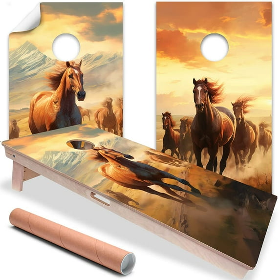 Cornhole Board Wrap and Decal for Board Set of 2 Skins Professional Horses Farm House Cornhole Wraps Stickers Cornhole Skins Cornhole Wraps for Boards