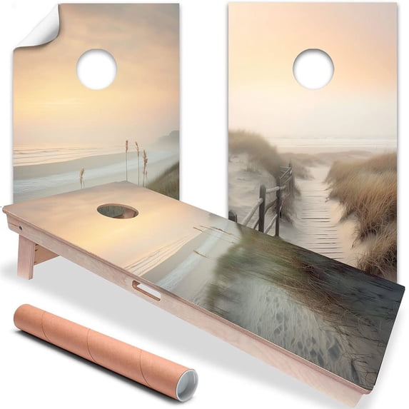 Cornhole Board Wraps and Decals for Boards Set of 2 Skins Professional Vinyl Covers Sticker Beach Sand Dunes Beach House Cornhole Wraps Stickers Cornhole Skins Cornhole Wraps for Boards