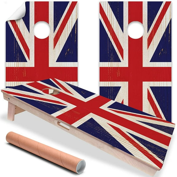 Cornhole Board Wraps and Decals for Boards Set of 2 Skins Professional Vinyl Covers Sticker - British Flag Union Jack Cornhole Wraps Stickers Cornhole Skins Cornhole Wraps for Boards