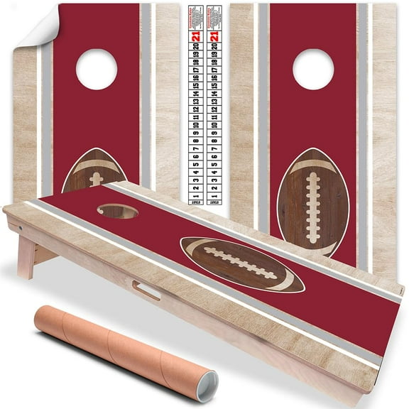 Cornhole Board Wraps and Decals for Boards Set of 2 Skins Professional Vinyl Covers Sticker - Cardinal and Silver Troy, Alabama Football Tailgating Cornhole Wrap Stickers Cornhole Skins Cornhole Wrap