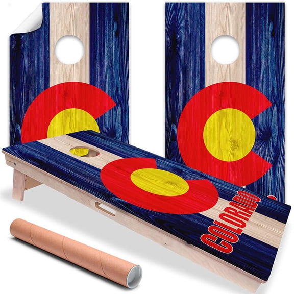 Cornhole Board Wraps and Decals for Boards Set of 2 Skins Professional Vinyl Covers Sticker - Colorado State Flag Cornhole Wraps Stickers Cornhole Skins Cornhole Wraps for Boards