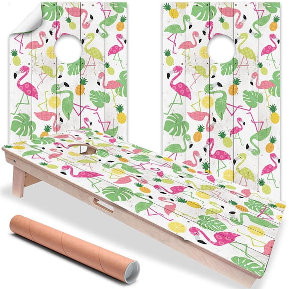 Cornhole Board Wraps and Decals for Boards Set of 2 Skins Professional Vinyl Covers Sticker Flamingo Wooden Wallpaper Style Cornhole Wraps Stickers Cornhole Skins Cornhole Wraps for Boards
