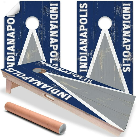 Cornhole Board Wraps and Decals for Boards Set of 2 Skins Professional Vinyl Covers Sticker - Football Tailgating Cornhole Wraps Stickers Cornhole Skins Cornhole Wraps for Boards (Indianapolis)
