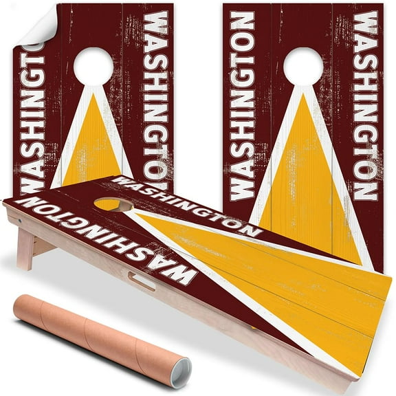 Cornhole Board Wraps and Decals for Boards Set of 2 Skins Professional Vinyl Covers Sticker - Football Tailgating Cornhole Wraps Stickers Cornhole Skins Cornhole Wraps for Boards (Washington)