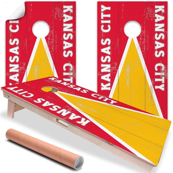 Cornhole Board Wraps and Decals for Boards Set of 2 Skins Professional Vinyl Covers Sticker - Kansas Football Tailgating Cornhole Wraps Stickers Cornhole Skins Cornhole Wraps for Boards