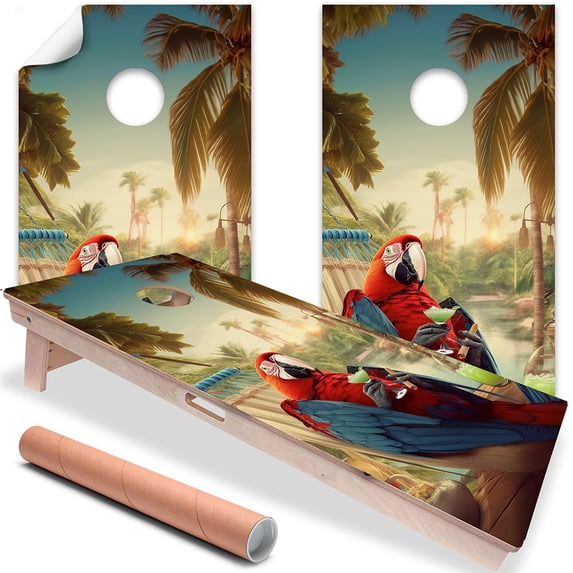 Cornhole Board Wraps and Decals for Boards Set of 2 Skins Professional Vinyl Covers Sticker Life is Good Parrot Beach House Cornhole Wraps Stickers Cornhole Skins Cornhole Wraps for Boards