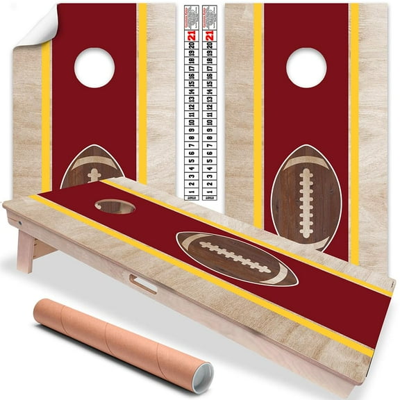 Cornhole Board Wraps and Decals for Boards Set of 2 Skins Professional Vinyl Covers Sticker - Red and Yellow MinneapolisSaint Paul, Minnesota Football Tailgating Cornhole Stickers Cornhole Skins Wrap