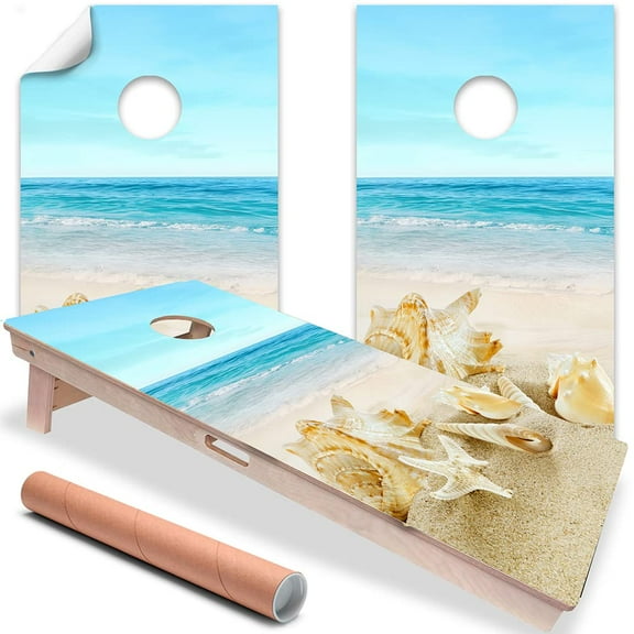 Cornhole Board Wraps and Decals for Boards Set of 2 Skins Professional Vinyl Covers Sticker Shells on Beach Cornhole Wraps Stickers Cornhole Skins Cornhole Wraps for Boards