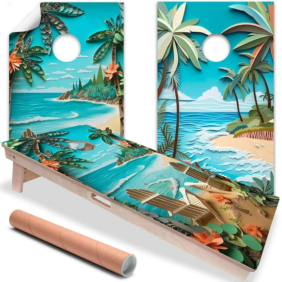 Cornhole Board Wraps and Decals for Boards Set of 2 Skins Professional Vinyl Covers Sticker Cornhole Wraps Stickers Beach Dreams Beach House Cornhole Skins Cornhole Wraps for Boards