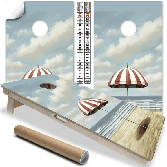 Cornhole Board Wraps and Decals for Boards Set of 2 Skins Professional Vinyl Covers Sticker Cornhole Wraps Stickers Cornhole Skins Cornhole Wraps for Boards (Beach Umbrellas)