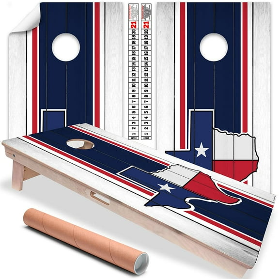 Cornhole Board Wraps and Decals for Boards Set of 2 Skins Professional Vinyl Covers Sticker Texas Lone Star State Flag Football Tailgating Cornhole Wrap Stickers Cornhole Skins Cornhole Wrap for Board