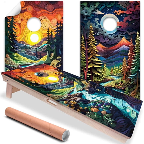 Cornhole Board Wraps and Decals for Boards Set of 2 Skins Professional Vinyl Covers Sticker - The Land of Dreams Art Cornhole Decal for Boards Covers Sticker Cornhole Vinyl Wraps