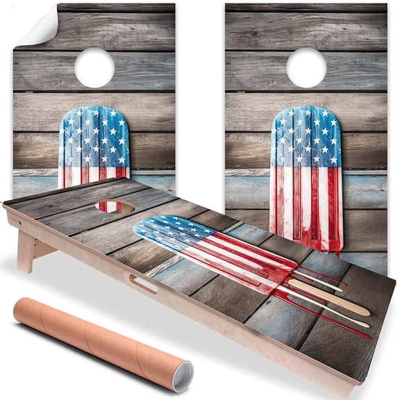 Cornhole Board Wraps and Decals for Boards Set of 2 Skins Professional Vinyl Covers Sticker USA American Flag Popsicle Art Cornhole Wraps Stickers Cornhole Skins Cornhole Wraps for Boards