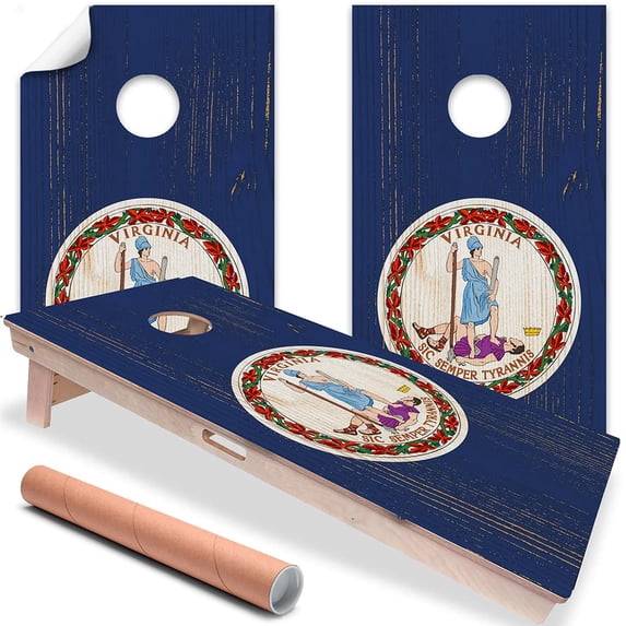 Cornhole Board Wraps and Decals for Boards Set of 2 Skins Professional Vinyl Covers Sticker - Virginia State Flag Cornhole Wraps Stickers Cornhole Skins Cornhole Wraps for Boards