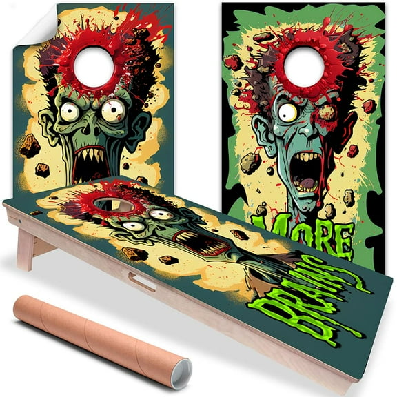 Cornhole Board Wraps and Decals for Boards Set of 2 Skins Professional Vinyl Covers Sticker Zombie Headshot Fun Art Cornhole Wraps Stickers Cornhole Skins Cornhole Wraps for Boards