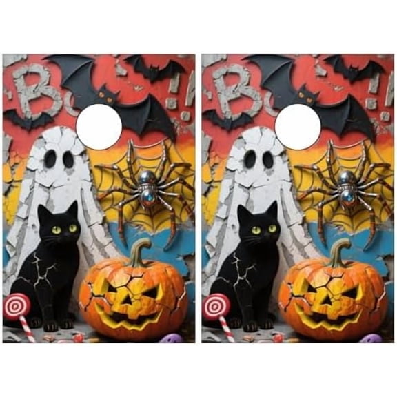 Cornhole Board Wraps Halloween Vinyl Decal Skins for Game Board Bag Toss 2' x 3' (2xpcs.)$$Toys