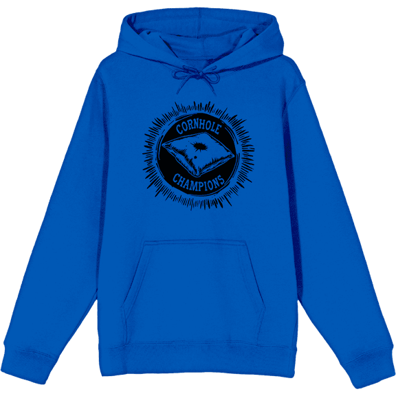 Cornhole Champions Adult Blue Long Sleeve Hoodie-Medium
