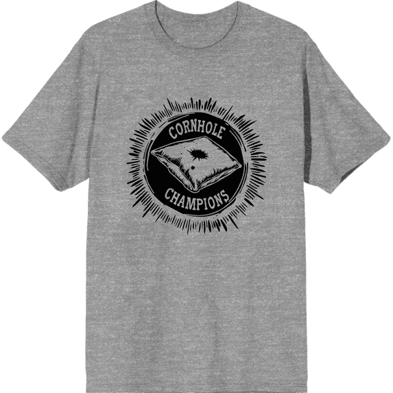 Cornhole Champions Adult Heather Gray Crew Neck Short Sleeve Tee-Medium