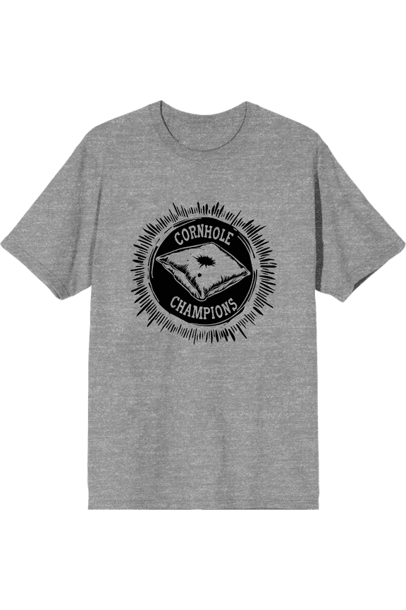 Cornhole Champions Adult Heather Gray Crew Neck Short Sleeve Tee-XXL