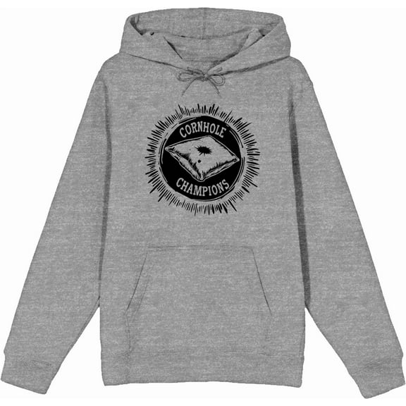 Cornhole Champions Adult Heather Gray Long Sleeve Hoodie-Medium