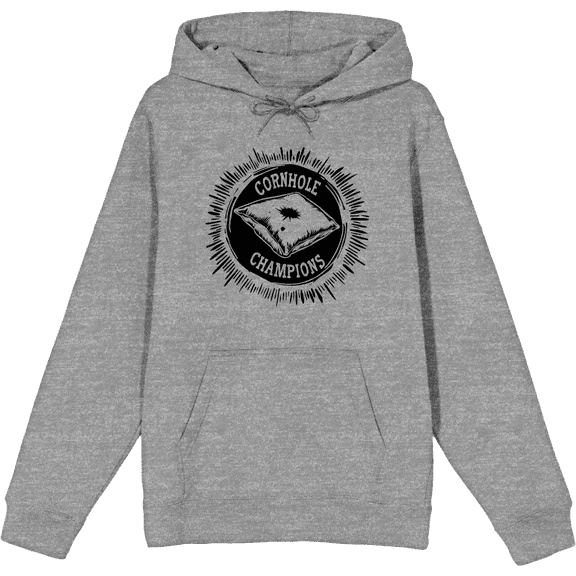 Cornhole Champions Adult Heather Gray Long Sleeve Hoodie-Small