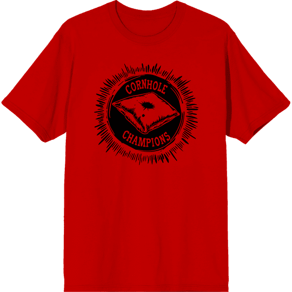 Cornhole Champions Adult Red Crew Neck Short Sleeve Tee-Medium