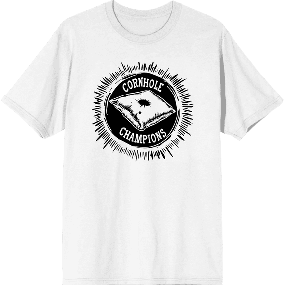 Cornhole Champions Adult White Crew Neck Short Sleeve Tee-XXL