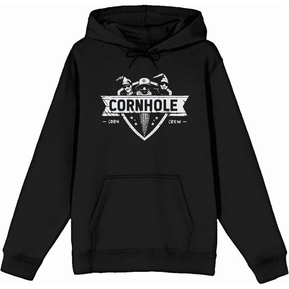 Cornhole Corn Crew Adult Black Long Sleeve Hoodie-Medium