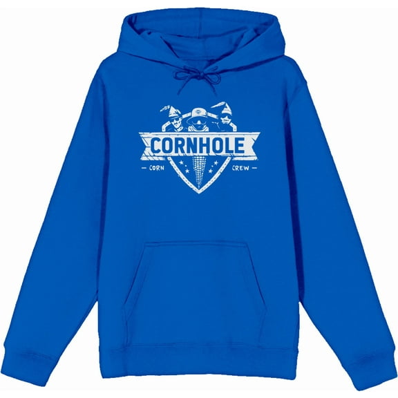 Cornhole Corn Crew Adult Blue Long Sleeve Hoodie-XL