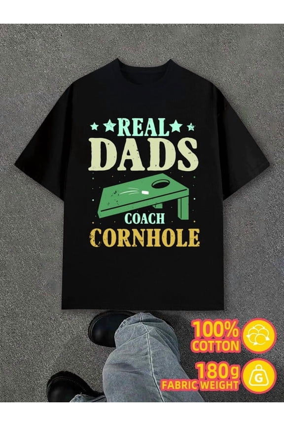 Cornhole Dad Shirt mens black 180G 100% Cotton Spring and summer outdoor loungewear Trendy Unisex Shirt Graphic tshirts Unique Design Unisex Shirt Short Sleeve tshirts
