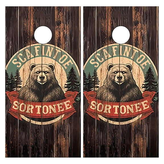 Cornhole Game Stickers For Boards Funny Cornhole Board Decals 24x48Inch Cornhole Board Wraps Weatherproof Vinyl Decal Easy Bubble Free Bean Toss Party Games Seafaring Bear Emblem