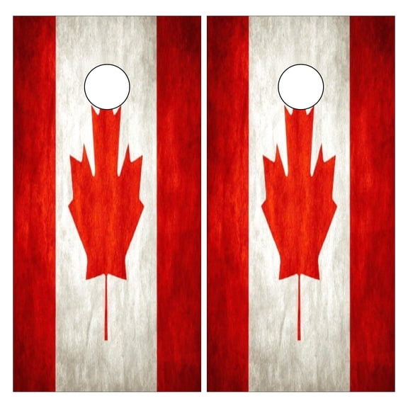 Cornhole Game Stickers For Boards Funny Cornhole Board Decals 24x48Inch Cornhole Board Wraps Weatherproof Vinyl Decal Easy Bubble Free Bean Toss Party Games Canadian Flag Art